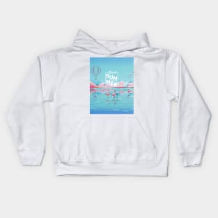 Hello Summer Flamingo Tropical Sea Beach and Rocky Mountains Kids Hoodie